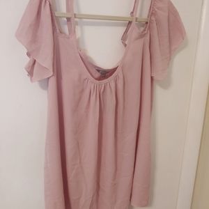 Pink Cold Shoulder crepe blouse